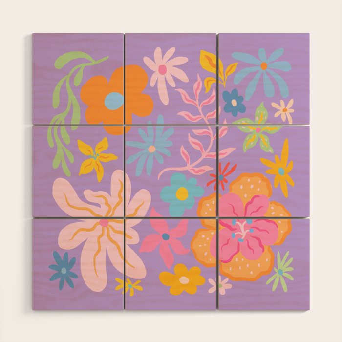 Candy Flowers Lilac Wood Wall Art Gallery Image 1