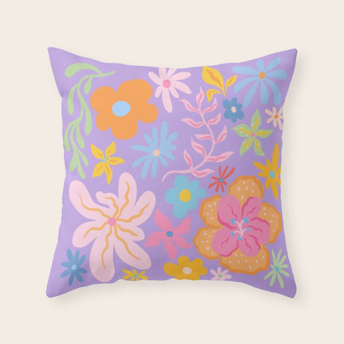 Candy Flowers Lilac Throw Pillow Gallery Image 6