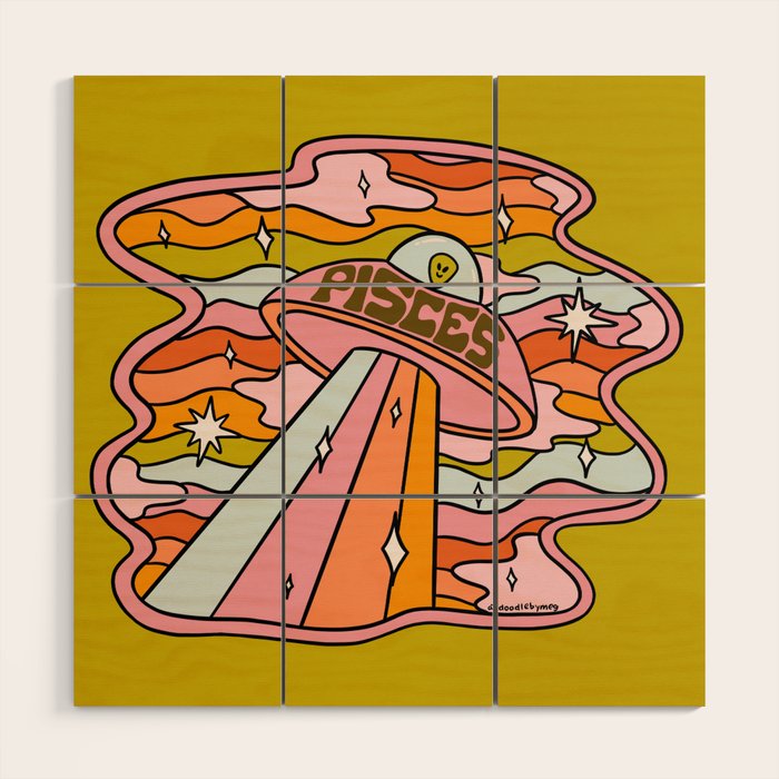Pisces UFO Wood Wall Art Gallery Image 1