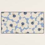 Retro Floral Light Blue Desk Mat Gallery Image 3