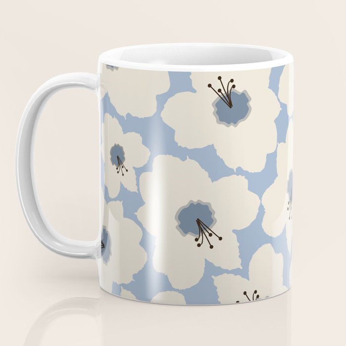 Retro Floral Light Blue Coffee Mug Gallery Image 3