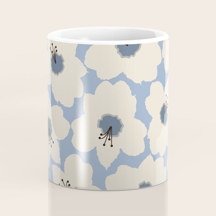 Retro Floral Light Blue Coffee Mug Gallery Image 4