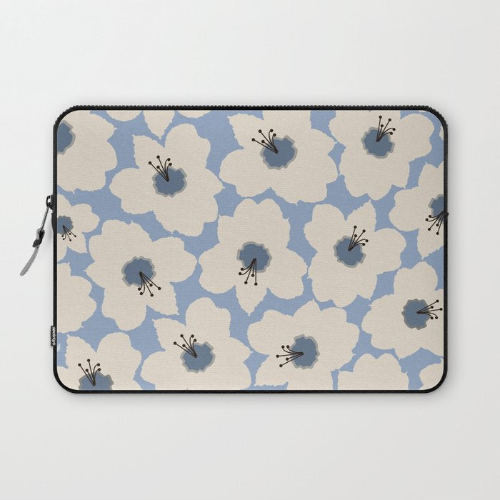 Retro Floral Light Blue Laptop Sleeve Gallery Image 1