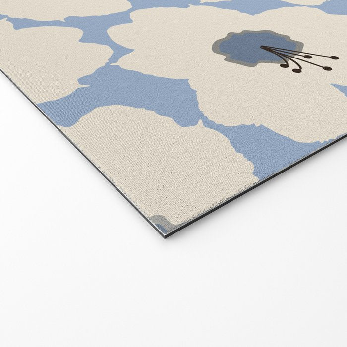 Retro Floral Light Blue Welcome Mat Gallery Image 2