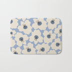 Retro Floral Light Blue Bath Mat Gallery Image 1