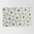 Retro Floral Light Blue Rug Gallery Image 2