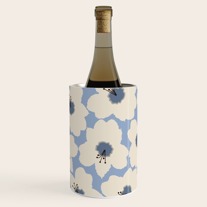 Retro Floral Light Blue Wine Chiller Gallery Image 1