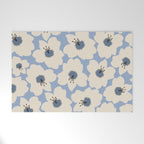 Retro Floral Light Blue Welcome Mat Gallery Image 1