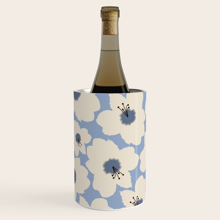 Retro Floral Light Blue Wine Chiller Gallery Image 2
