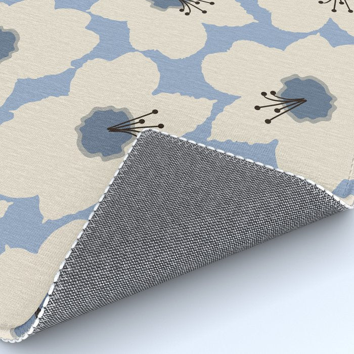 Retro Floral Light Blue Rug Gallery Image 4