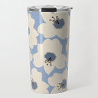 Retro Floral Light Blue Travel Mug Gallery Image 1