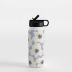 Retro Floral Light Blue Water Bottle Gallery Image 1
