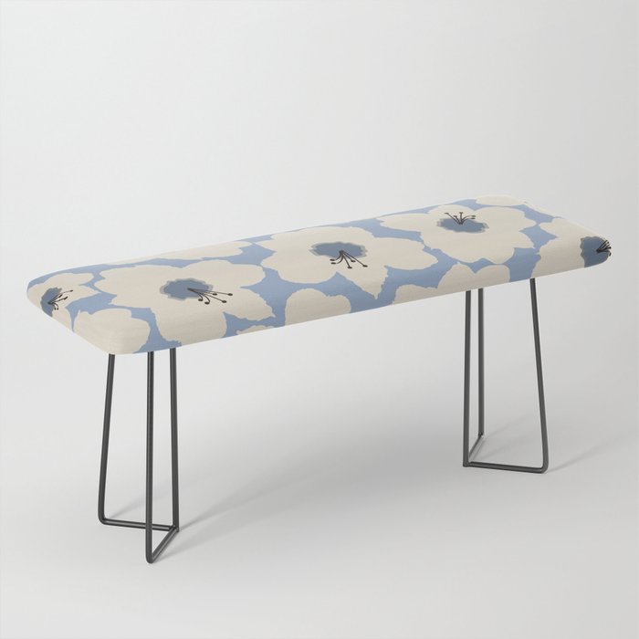 Retro Floral Light Blue Bench Gallery Image 1