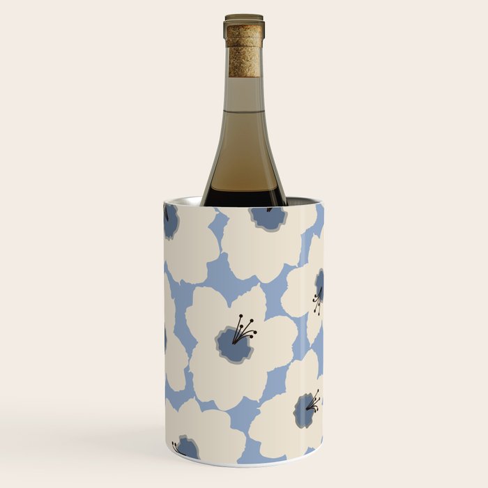 Retro Floral Light Blue Wine Chiller Gallery Image 3