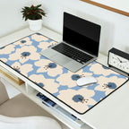 Retro Floral Light Blue Desk Mat Gallery Image 2