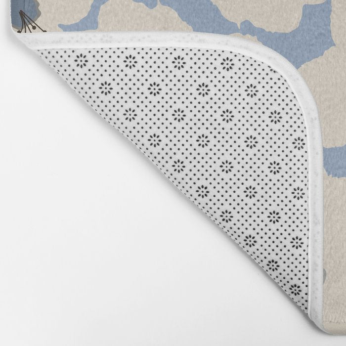 Retro Floral Light Blue Bath Mat Gallery Image 2