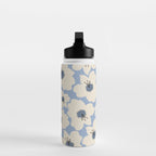 Retro Floral Light Blue Water Bottle Gallery Image 3