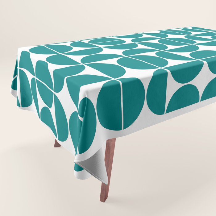 Mid Century Modern Geometric 04 Teal Tablecloth Gallery Image 1