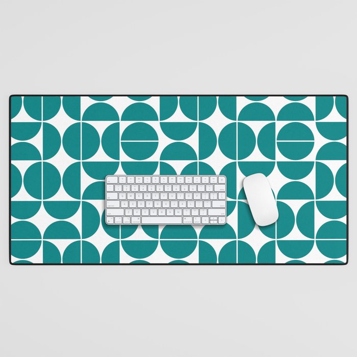 Mid Century Modern Geometric 04 Teal Desk Mat Gallery Image 1