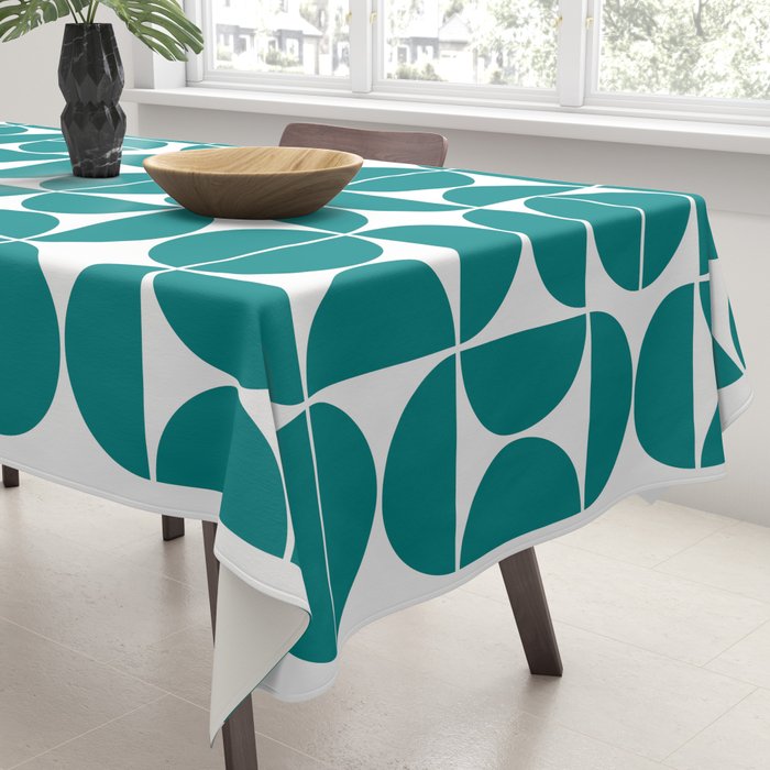 Mid Century Modern Geometric 04 Teal Tablecloth Gallery Image 3