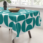 Mid Century Modern Geometric 04 Teal Tablecloth Gallery Image 3
