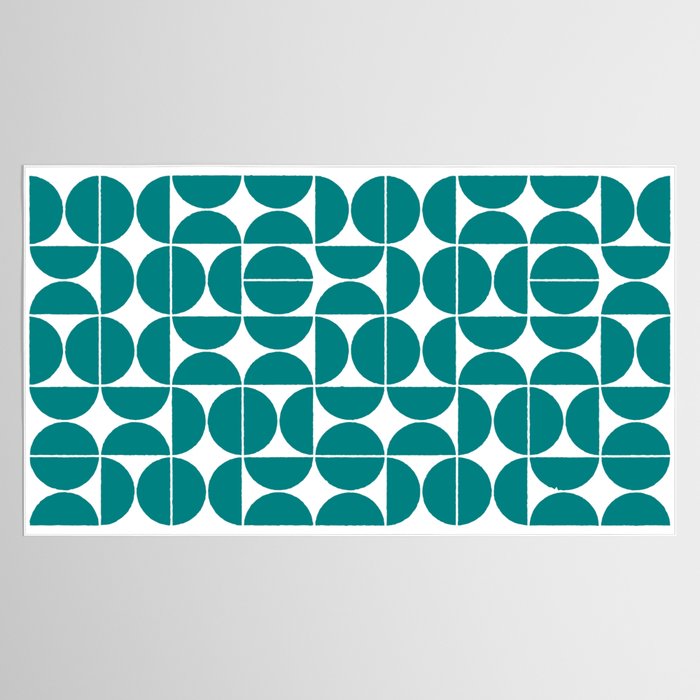 Mid Century Modern Geometric 04 Teal Tablecloth Gallery Image 2
