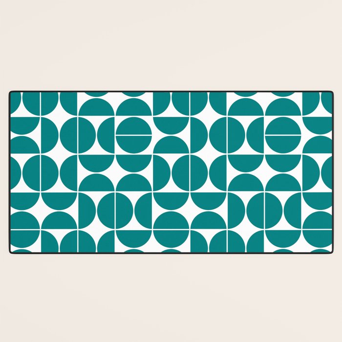Mid Century Modern Geometric 04 Teal Desk Mat Gallery Image 3