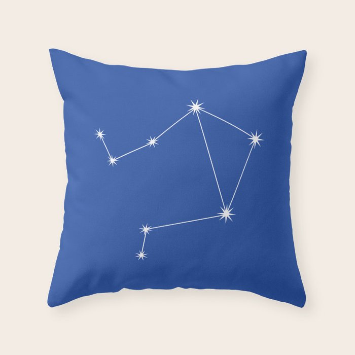 Libra Zodiac Star Constellation Line Art Vibrant Blue Throw Pillow Gallery Image 1