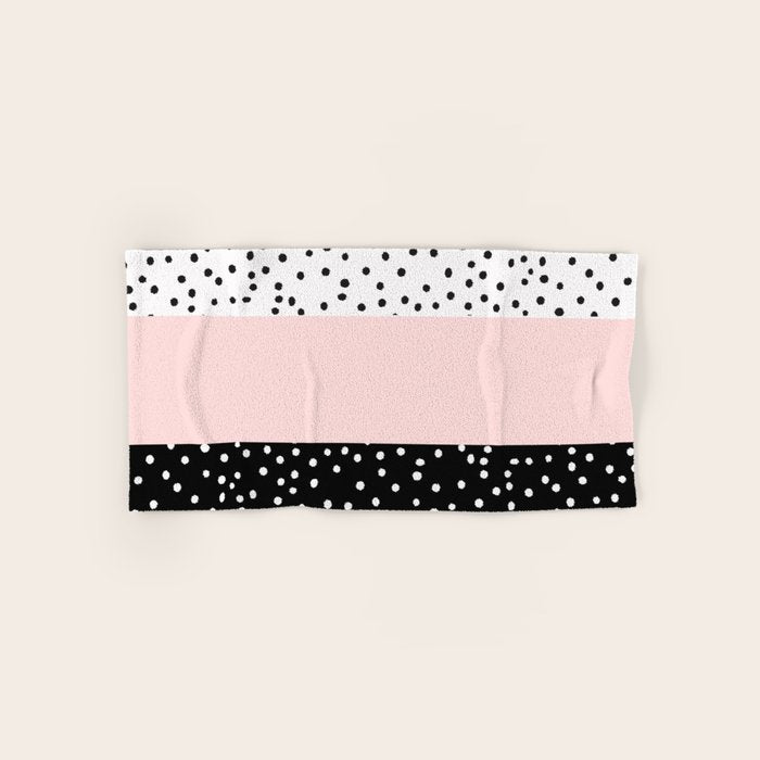 Pink white black watercolor polka dots Bath Towel Gallery Image 1