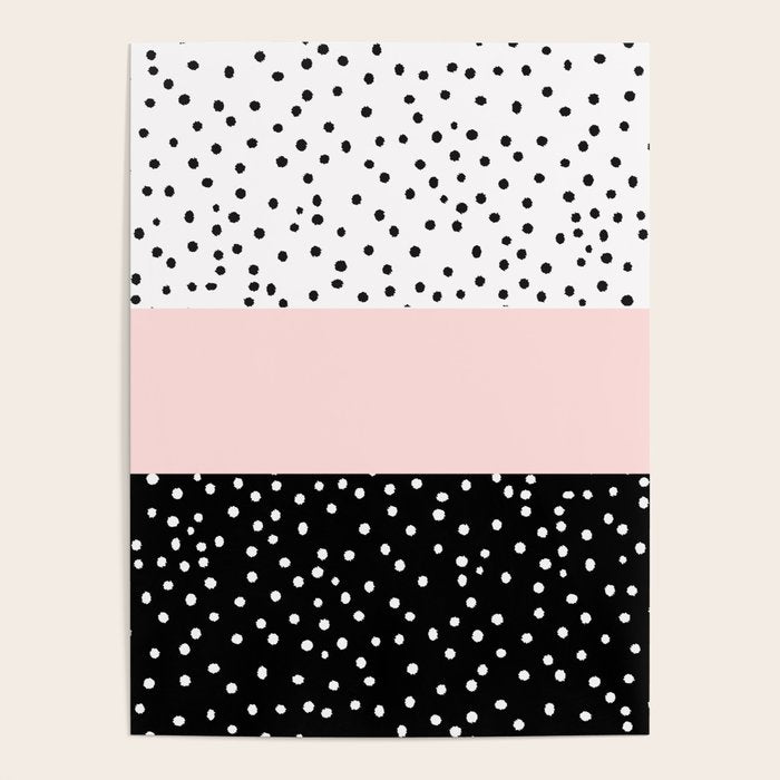 Pink white black watercolor polka dots Poster Gallery Image 1