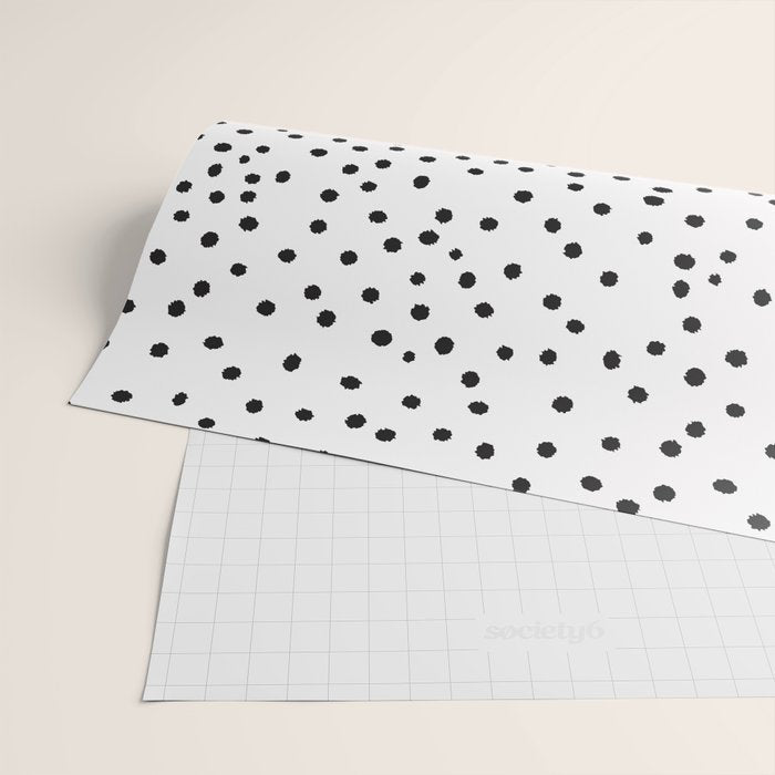 Pink white black watercolor polka dots Wrapping Paper Gallery Image 2
