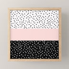 Pink white black watercolor polka dots Mini Art Print Gallery Image 1