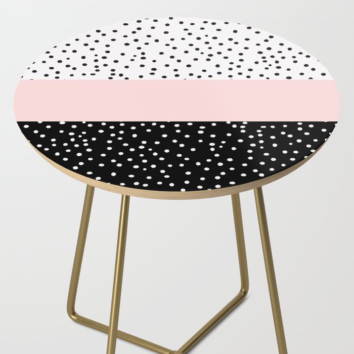 Pink white black watercolor polka dots Side Table Gallery Image 2