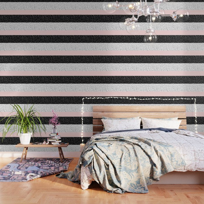 Pink white black watercolor polka dots Wallpaper Gallery Image 1
