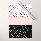 Pink white black watercolor polka dots Wrapping Paper Gallery Image 1