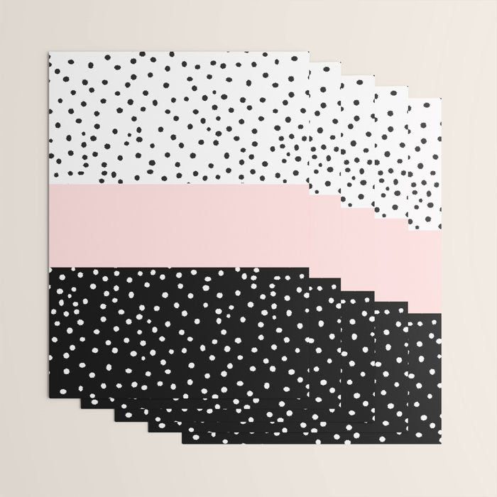 Pink white black watercolor polka dots Wrapping Paper Gallery Image 3