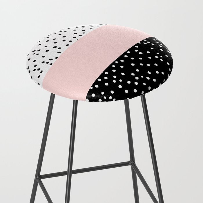 Pink white black watercolor polka dots Stool Gallery Image 2