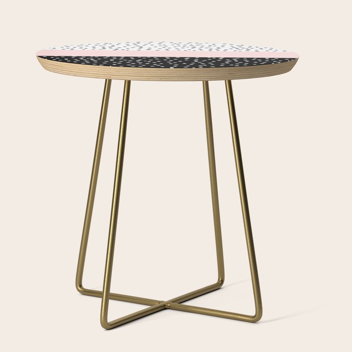 Pink white black watercolor polka dots Side Table Gallery Image 1