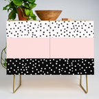 Pink white black watercolor polka dots Credenza Gallery Image 1