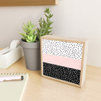 Pink white black watercolor polka dots Mini Art Print Gallery Image 2