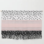 Pink white black watercolor polka dots Wall Hanging Gallery Image 1