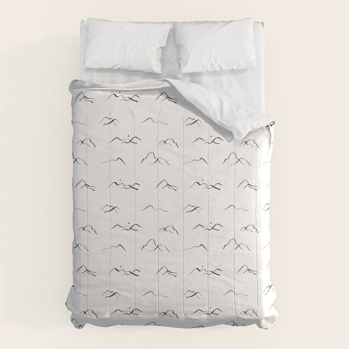 Black and white mountain landscape pattern Comforter Gallery Image 6
