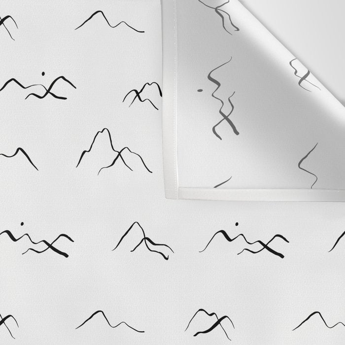 Black and white mountain landscape pattern Wall Tapestry Gallery Image 3