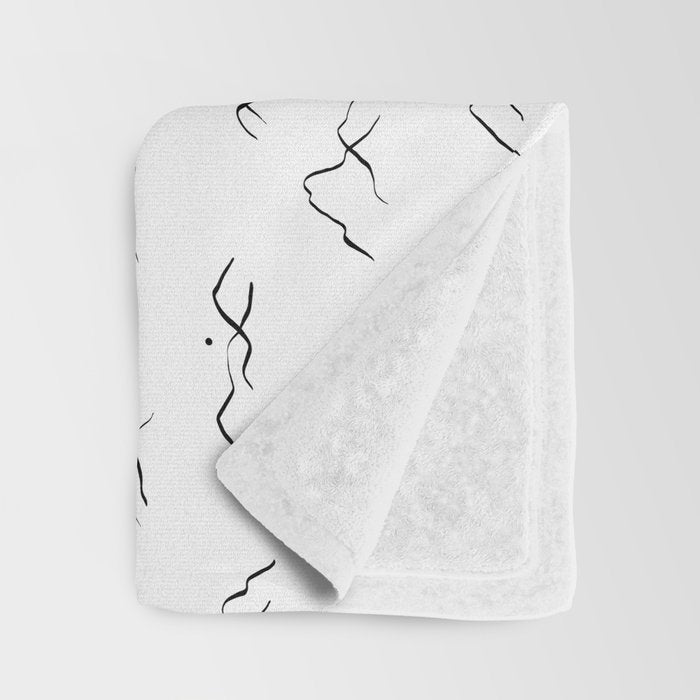 Black and white mountain landscape pattern Throw Blanket Gallery Image 3