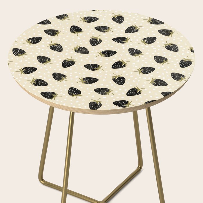 Sweet Strawberries - black, moss, cream, and white Side Table Gallery Image 2