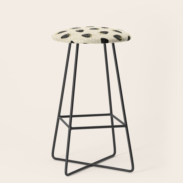 Sweet Strawberries - black, moss, cream, and white Stool Gallery Image 1