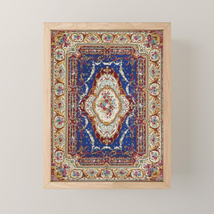 Wonderfully Detailed Persian Rug Oriental Victorian Style Carpet Design Mini Art Print Gallery Image 1