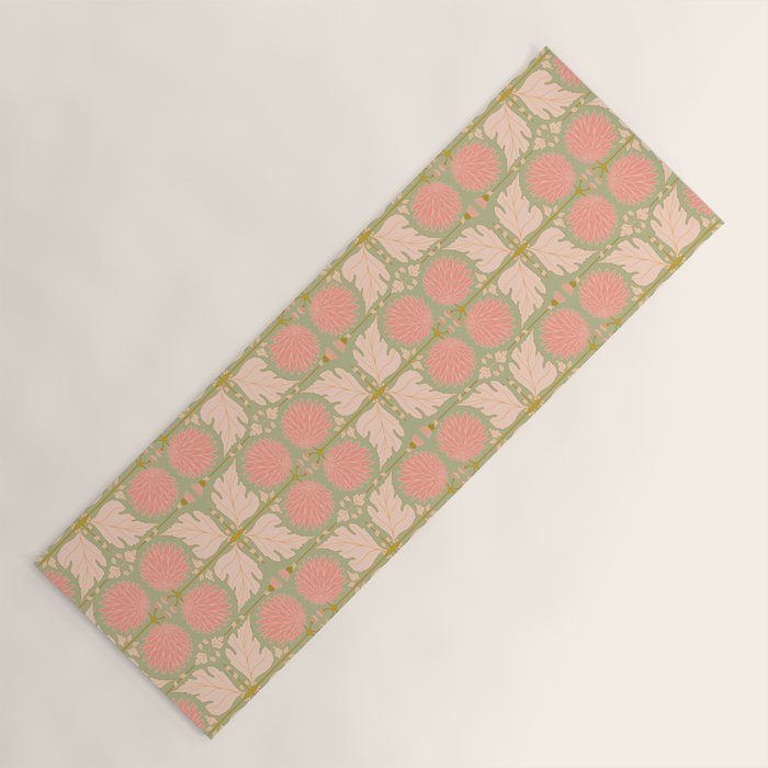 Art Nouveau Bohemian Peach Floral Botanical Yoga Mat Gallery Image 1