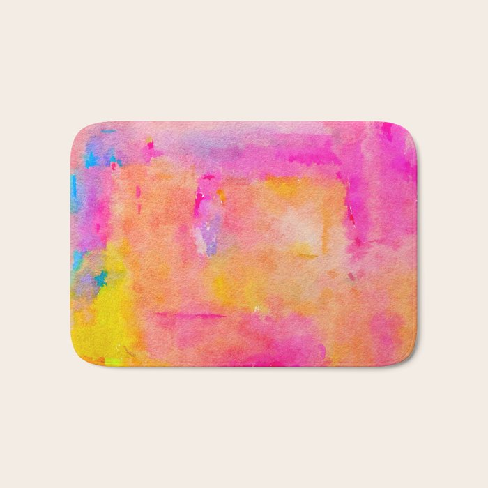 Be A Rainbow In Someone's Cloud | Modern Bohemian Watercolor Painting Optimism Positivity Good Vibes Bath Mat Gallery Image 1