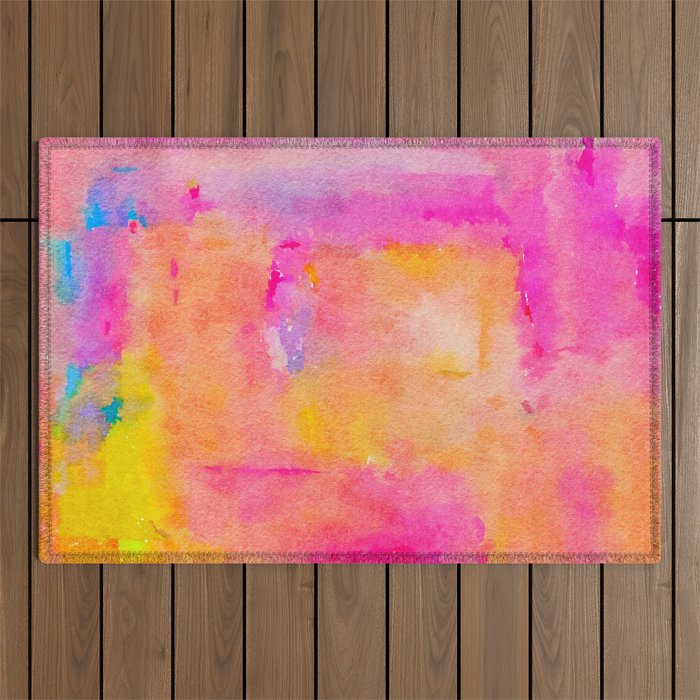 Be A Rainbow In Someone's Cloud | Modern Bohemian Watercolor Painting Optimism Positivity Good Vibes Outdoor Rug Gallery Image 1